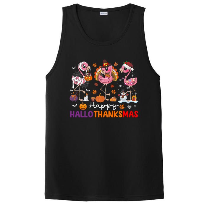 Flamingo Halloween Merry Christmas Happy Hallothanksmas PosiCharge Competitor Tank