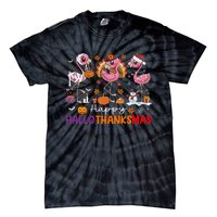 Flamingo Halloween Merry Christmas Happy Hallothanksmas Tie-Dye T-Shirt