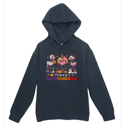 Flamingo Halloween Merry Christmas Happy Hallothanksmas Urban Pullover Hoodie