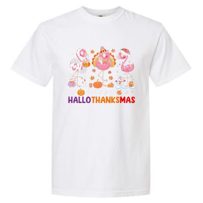 Flamingo Halloween Merry Christmas Happy Hallothanksmas Garment-Dyed Heavyweight T-Shirt