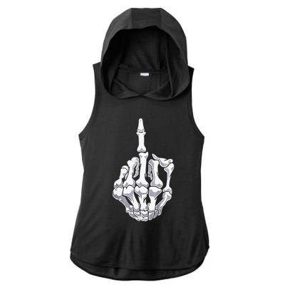 Funny Halloween Middle Finger Skeleton Hand Skull Adult Gift Ladies PosiCharge Tri-Blend Wicking Draft Hoodie Tank