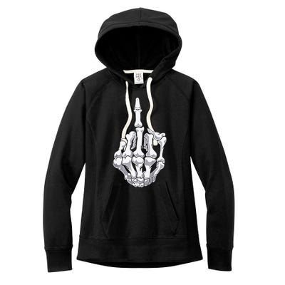 Funny Halloween Middle Finger Skeleton Hand Skull Adult Gift Women's Fleece Hoodie