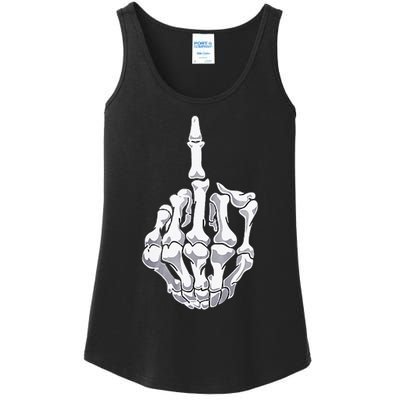 Funny Halloween Middle Finger Skeleton Hand Skull Adult Gift Ladies Essential Tank