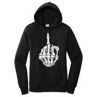 Funny Halloween Middle Finger Skeleton Hand Skull Adult Gift Women's Pullover Hoodie