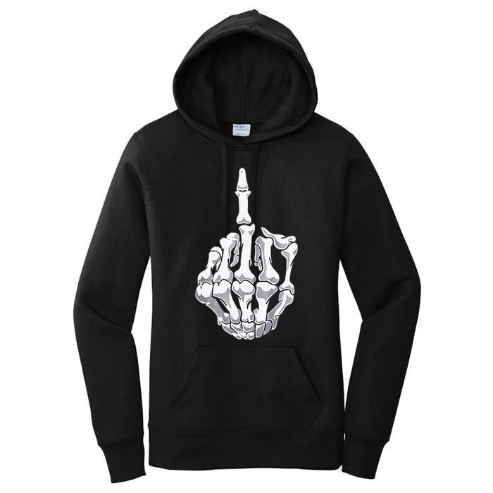 Funny Halloween Middle Finger Skeleton Hand Skull Adult Gift Women's Pullover Hoodie