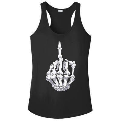 Funny Halloween Middle Finger Skeleton Hand Skull Adult Gift Ladies PosiCharge Competitor Racerback Tank