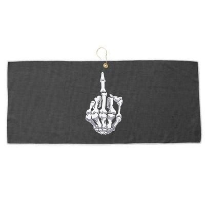 Funny Halloween Middle Finger Skeleton Hand Skull Adult Gift Large Microfiber Waffle Golf Towel