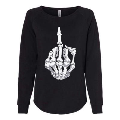 Funny Halloween Middle Finger Skeleton Hand Skull Adult Gift Womens California Wash Sweatshirt