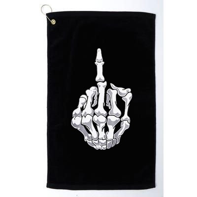 Funny Halloween Middle Finger Skeleton Hand Skull Adult Gift Platinum Collection Golf Towel