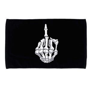 Funny Halloween Middle Finger Skeleton Hand Skull Adult Gift Microfiber Hand Towel