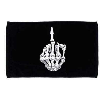 Funny Halloween Middle Finger Skeleton Hand Skull Adult Gift Microfiber Hand Towel