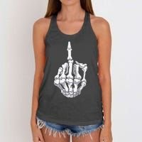 Funny Halloween Middle Finger Skeleton Hand Skull Adult Gift Women's Knotted Racerback Tank