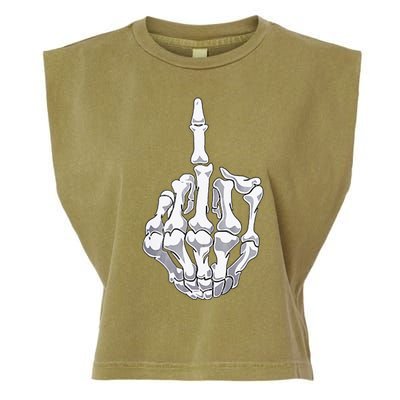 Funny Halloween Middle Finger Skeleton Hand Skull Adult Gift Garment-Dyed Women's Muscle Tee