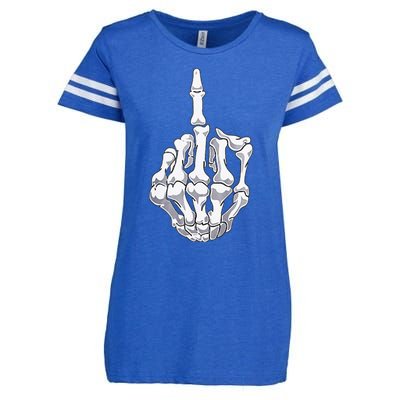 Funny Halloween Middle Finger Skeleton Hand Skull Adult Gift Enza Ladies Jersey Football T-Shirt