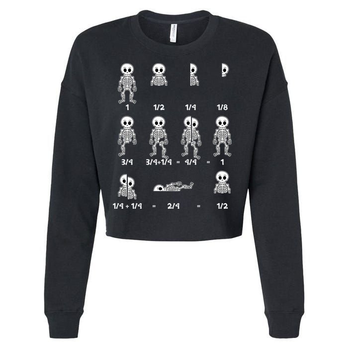 Funny Halloween Math Equations Skeletons Cropped Pullover Crew