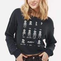Funny Halloween Math Equations Skeletons Cropped Pullover Crew