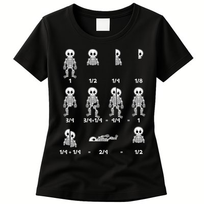 Funny Halloween Math Equations Skeletons Womens T-Shirt