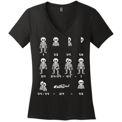 Funny Halloween Math Equations Skeletons Women's V-Neck T-Shirt
