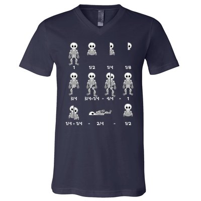 Funny Halloween Math Equations Skeletons V-Neck T-Shirt