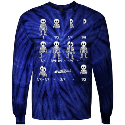 Funny Halloween Math Equations Skeletons Tie-Dye Long Sleeve Shirt