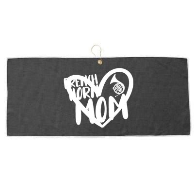 French Horn Mom Heart Funny French Horn Player Large Microfiber Waffle Golf Towel