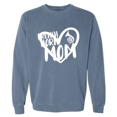 French Horn Mom Heart Funny French Horn Player Garment-Dyed Sweatshirt