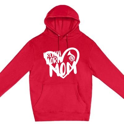 French Horn Mom Heart Funny French Horn Player Premium Pullover Hoodie