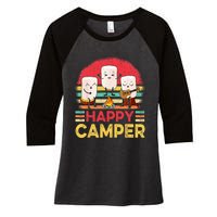 Funny Happy Marshmallow Camper Cute For Kids Women Men Women's Tri-Blend 3/4-Sleeve Raglan Shirt