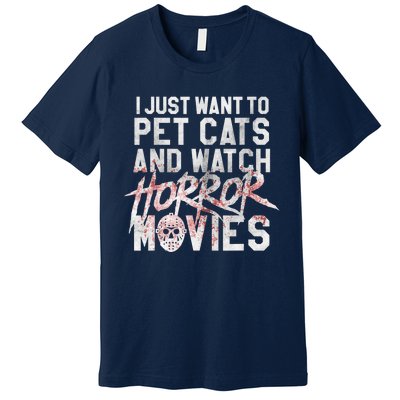 Funny Horror Movie Fan Halloween Cat Lover Gift Premium T-Shirt