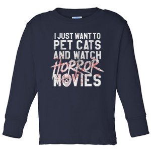 Funny Horror Movie Fan Halloween Cat Lover Gift Toddler Long Sleeve Shirt