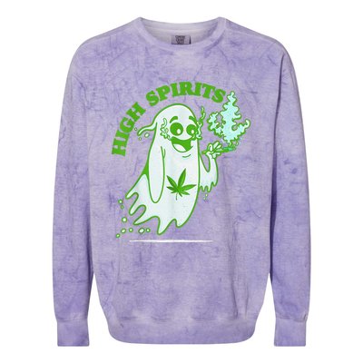 Funny Halloween Marijuana Cannabis Ghost Design Weed Smokers Colorblast Crewneck Sweatshirt