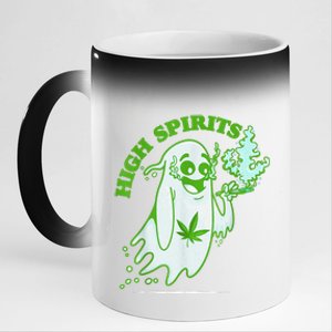 Funny Halloween Marijuana Cannabis Ghost Design Weed Smokers 11oz Black Color Changing Mug