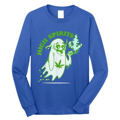 Funny Halloween Marijuana Cannabis Ghost Design Weed Smokers Long Sleeve Shirt