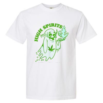 Funny Halloween Marijuana Cannabis Ghost Design Weed Smokers Garment-Dyed Heavyweight T-Shirt