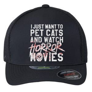 Funny Horror Movie Fan Halloween Cat Lover Gift Flexfit Unipanel Trucker Cap