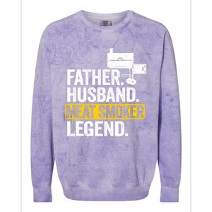 Father Husband Meat Smoker Legend Grilling Dad Meat Smoking Colorblast Crewneck Sweatshirt