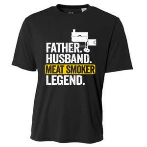 Father Husband Meat Smoker Legend Grilling Dad Meat Smoking Cooling Performance Crew T-Shirt