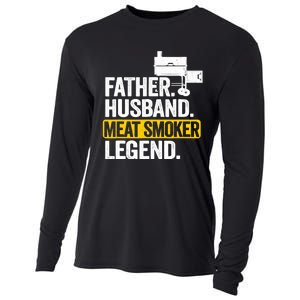 Father Husband Meat Smoker Legend Grilling Dad Meat Smoking Cooling Performance Long Sleeve Crew