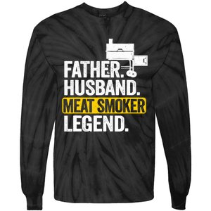 Father Husband Meat Smoker Legend Grilling Dad Meat Smoking Tie-Dye Long Sleeve Shirt