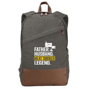 Father Husband Meat Smoker Legend Grilling Dad Meat Smoking Cotton Canvas Backpack