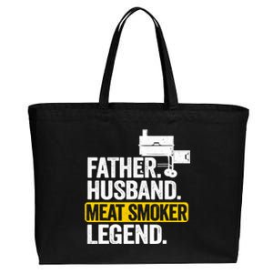 Father Husband Meat Smoker Legend Grilling Dad Meat Smoking Cotton Canvas Jumbo Tote