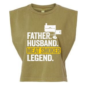 Father Husband Meat Smoker Legend Grilling Dad Meat Smoking Garment-Dyed Women's Muscle Tee