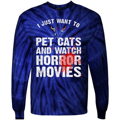 Funny Horror Movie For Women Cat Lover Halloween Movie Tie-Dye Long Sleeve Shirt