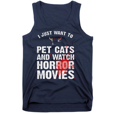 Funny Horror Movie For Women Cat Lover Halloween Movie Tank Top