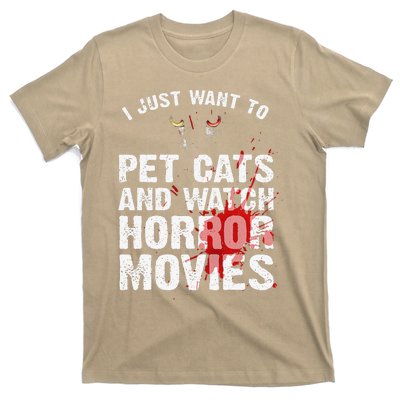 Funny Horror Movie For Women Cat Lover Halloween Movie T-Shirt