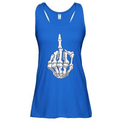 Funny Halloween Middle Finger Skeleton Hand Skull Gift Ladies Essential Flowy Tank