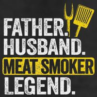 Father Husband Meat Smoker Legend Grilling Dad Meat Smoking 7 Panel Mesh Trucker Snapback Hat