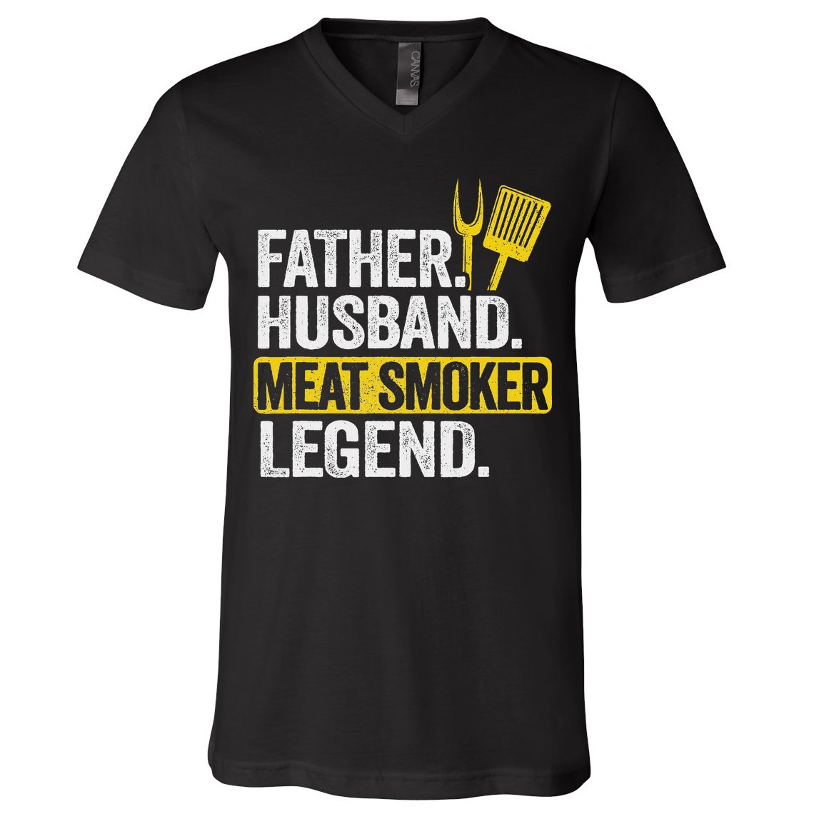 Father Husband Meat Smoker Legend Grilling Dad Meat Smoking V-Neck T-Shirt