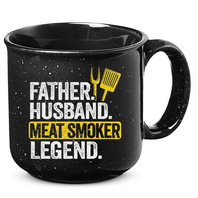 Father Husband Meat Smoker Legend Grilling Dad Meat Smoking 15oz Campfire Ceramic Mug