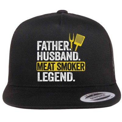 Father Husband Meat Smoker Legend Grilling Dad Meat Smoking Flatbill Hat